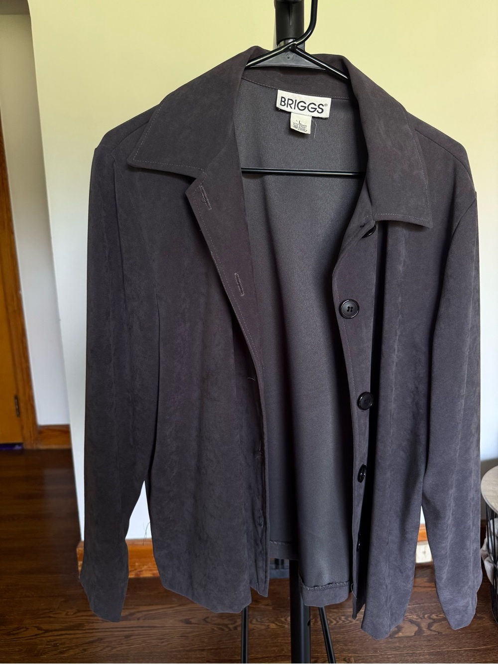 Briggs New York Charcoal Suede Button-Front Blazer